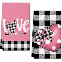 Valentines Day Decorations Kitchen Towels,2Pcs Red 24*15.7In Valentine Dish Towels With Love Heart Patterns Valentine Hand Towels Valentines Day Towels Table Decor For Indoor Home Kitchen Table Decor