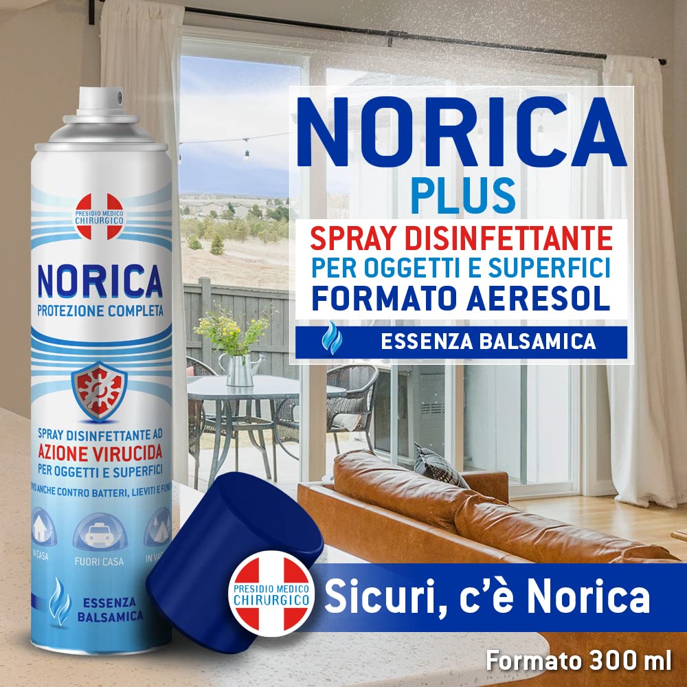 Norica Spray Disinfettante Igienizzante Tessuti e Oggetti 300 ml Protezione Completa