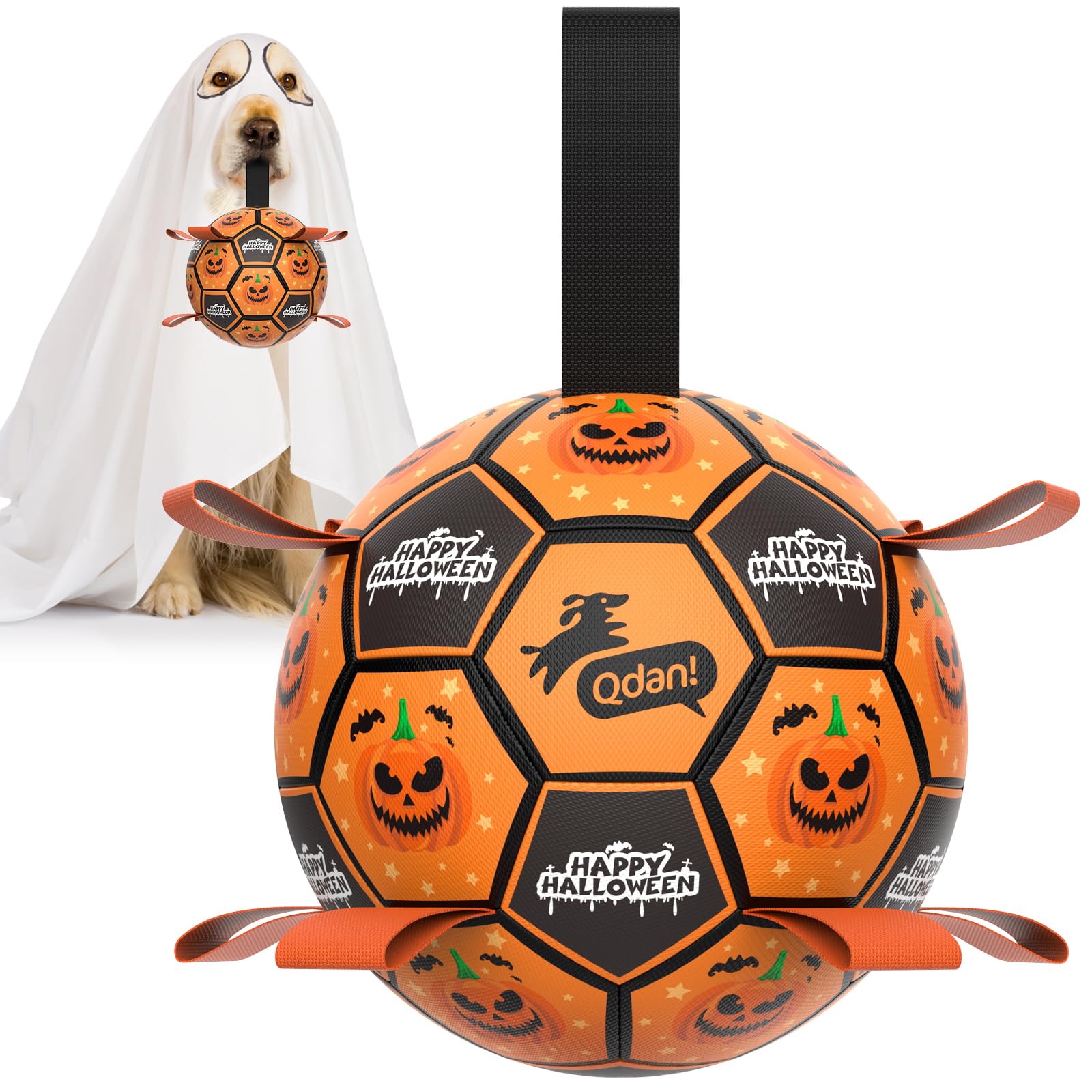 QDAN Halloween Dog Toys, Soccer Balls, Interactive Pet Toys, Puppy Dogs Birthday Gifts, Durable Dog Balls for Small Medium Dogs（6 Inch） — image 1