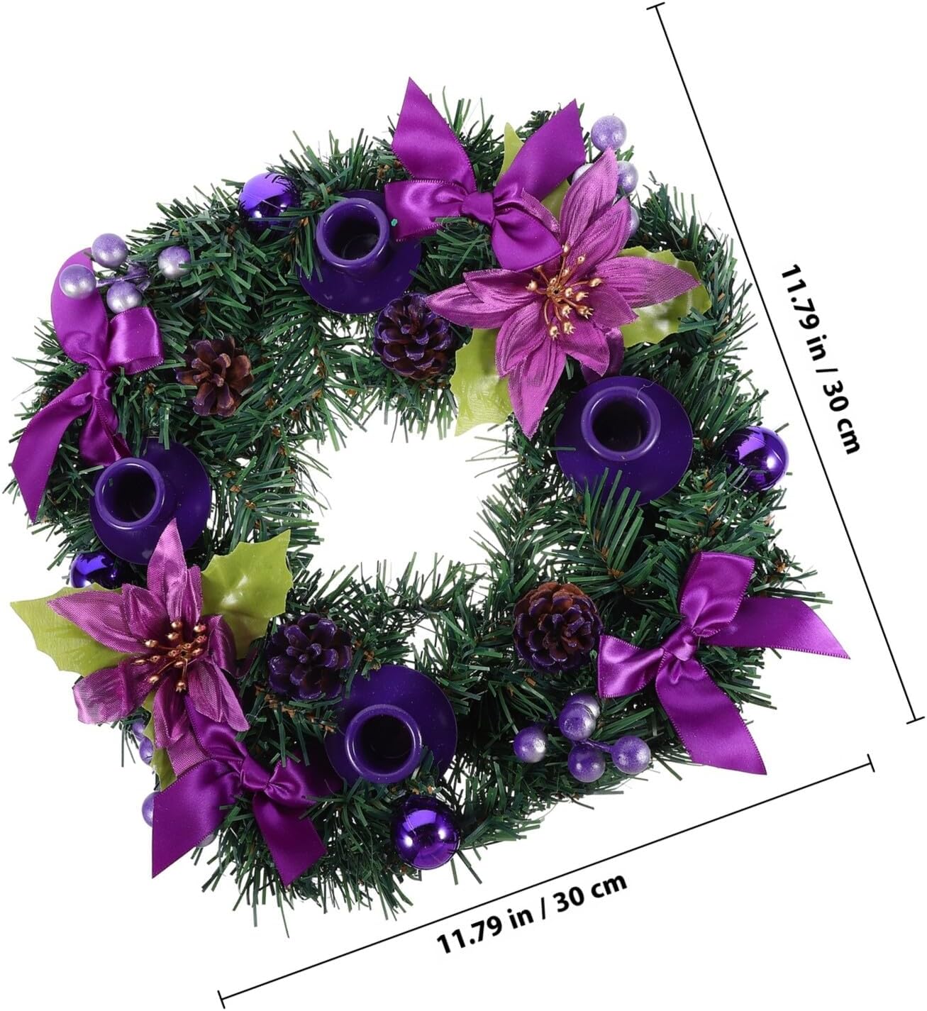 Christmas Wreath Candle Holder Advent Garland Seasonal Decoration Winter Home Table Centerpiece Candleholder