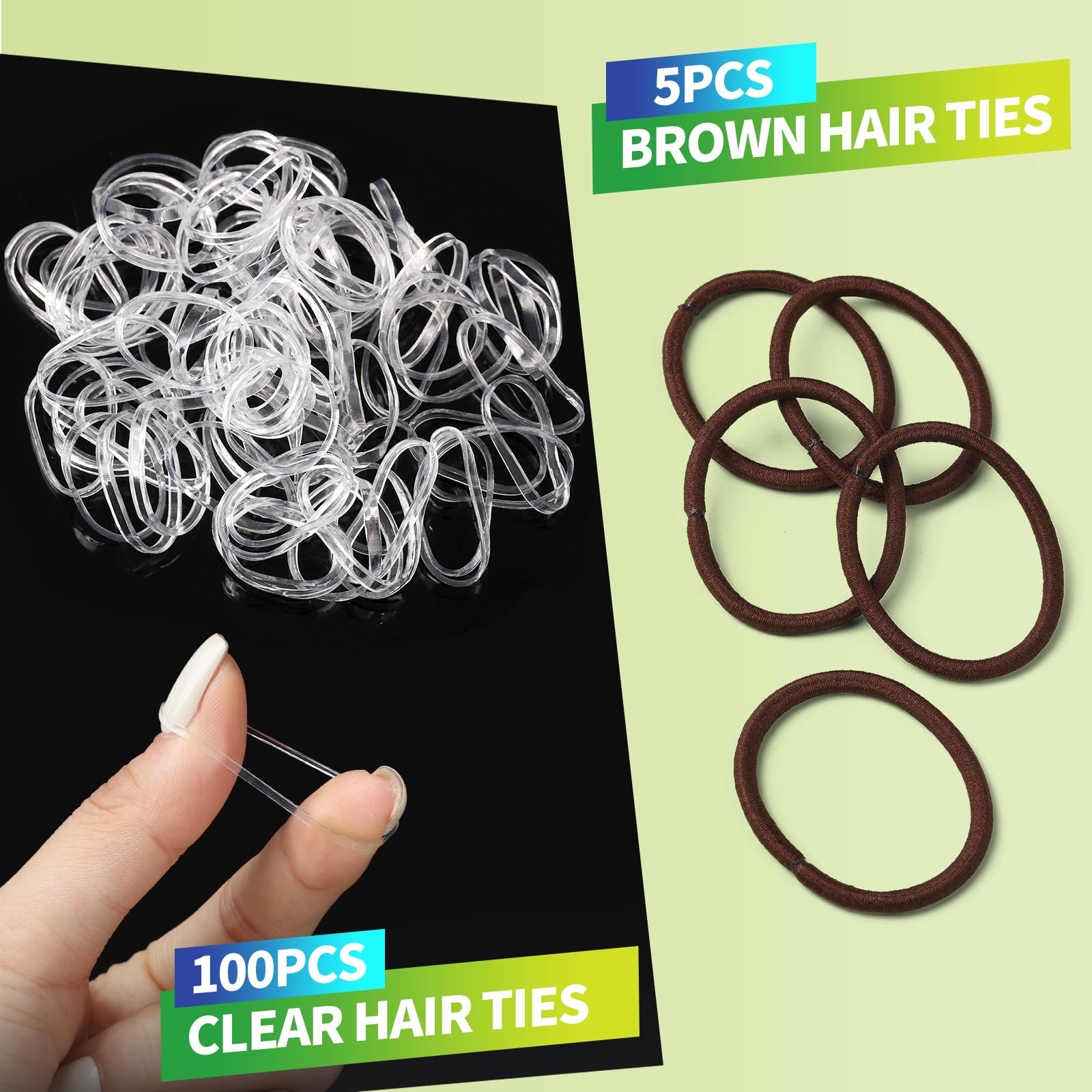 Kit de accesorios para el cabello de baile, material de danza de ballet, redes para el pelo para moños, horquillas marrones, lazos elásticos transparentes para el cabello, para competición de 5
