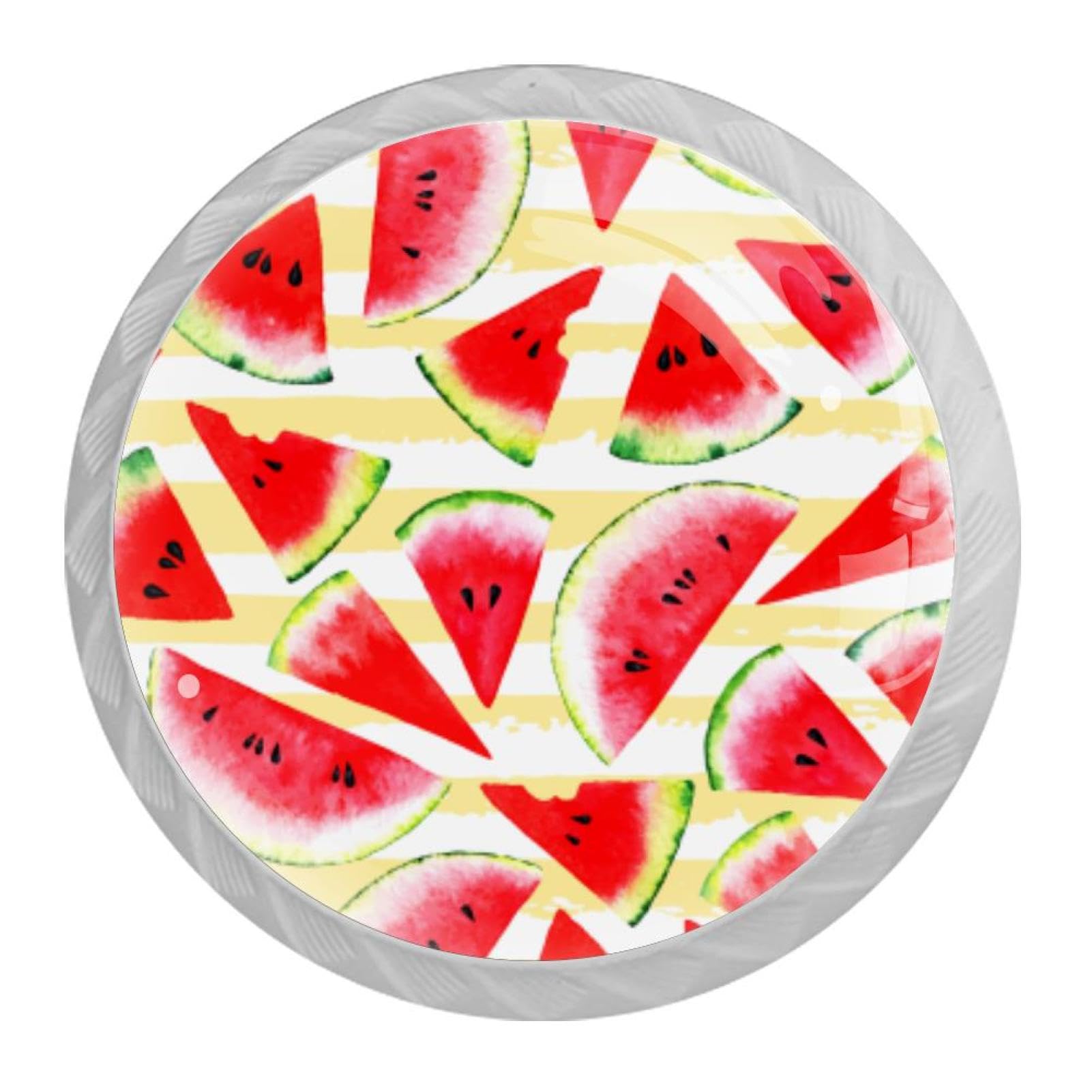 Tqmspg Multi16 4 Pieces Drawer Pulls Watermelon Patterns Stripe Background Door Knobs Dresser Handles For Kitchen Wardrobe Cupboard Hardware Furniture