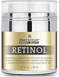 First Botany Creme Facial Hidratante Com Retinol Coreano, E Pescoço Antienvelhecimento Bakuchiol, Ácido Hialurônico Niacinamida, Fabricado Na Coreia, Livre De Crueldade, 50 Ml
