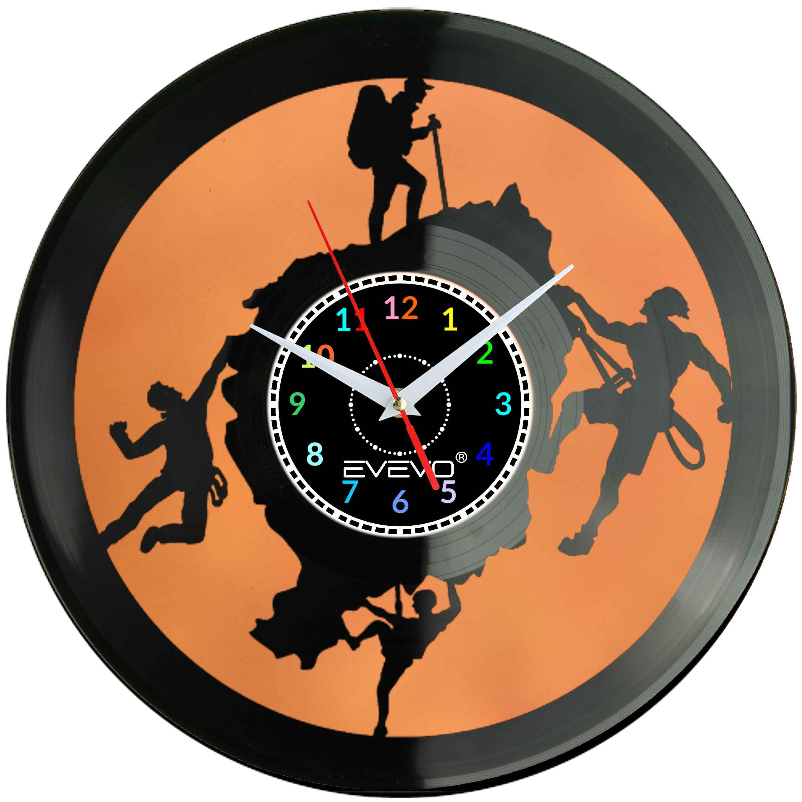 WSPINACZKA GÓRSKA SKAŁKI ZEGAR ŚCIENNY FLUORESCENCYJNE TŁO PŁYTA WINYLOWA PREZENT UPOMINEK GIFT SOUVENIR EVEVO F0063