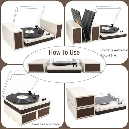 Vista 14 de Reproductor de discos de vinilo, tocadiscos para vinilo con altavoces externos, perla negra Negro (Black Pearl)