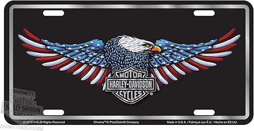 Harley-Davidson Placa frontal con etiqueta metálica estampada con águila patriótica