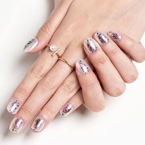 Miniatura 4 de GLAMERMAID Uñas postizas extra cortas a presión, hechas a mano, de metal cromado blanco, escovalas cortas, cuadradas redondas naturales, gel