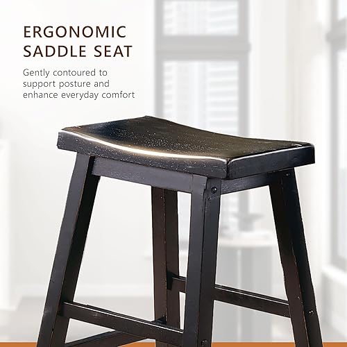 Miniatura 5 de Homelegance Taburete de bar Saddleback de 24 pulgadas Negro -,Cereza,Roble,https://www.amazon.com/dp/undefined