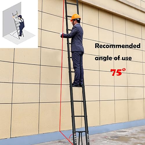 Miniatura 3 de Escalera telescópica de extensión compacta de 20 pies con 2 ganchos desmontables de techo de aluminio, escalera plegable ligera para el hogar, casa