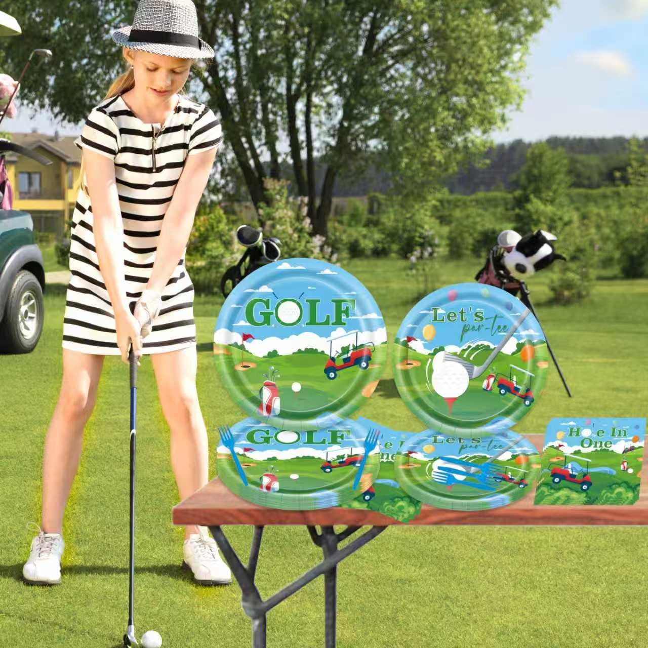 Golf Party Decorations, Golf Birthday Party Decorations with Golf Plates, 96Pcs Hole in One Birthday Decorations with Golf Party Plates and Napkins, Serves 24 - Image 6