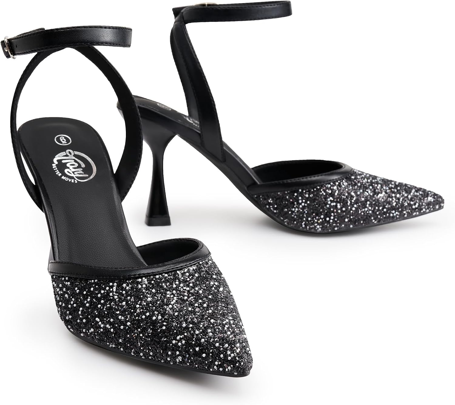 Trary Heels for Women Slingback Pointed Toe Stiletto Heels Ankle Strap Heeled Sandals Comfortable Women's Pumps 3.35" Heel Work Party Wedding Dress Shoes