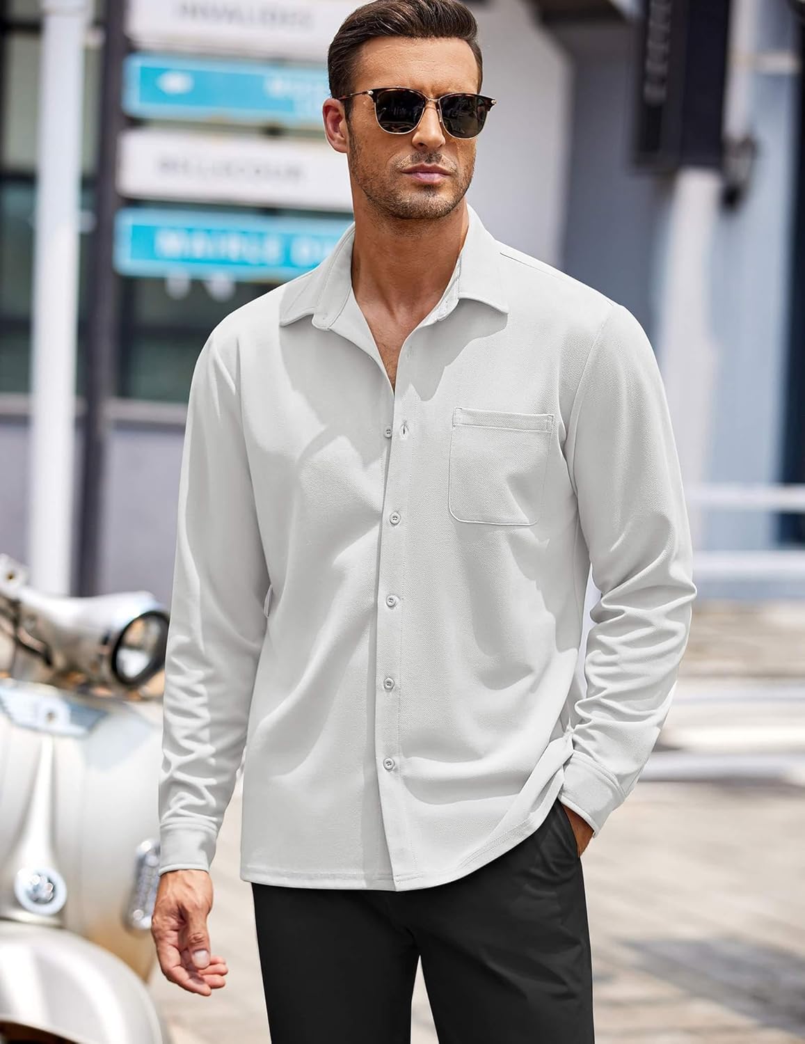 COOFANDY Mens Long Sleeve Button Down Shirts Wrinkle Free Untucked Shirts Casual Dress Shirt for Men - Image 2
