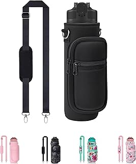 Water Bottle Holder with Strap, Insulated Crossbody Sling Bag, Carrier with Phone Pocket for
