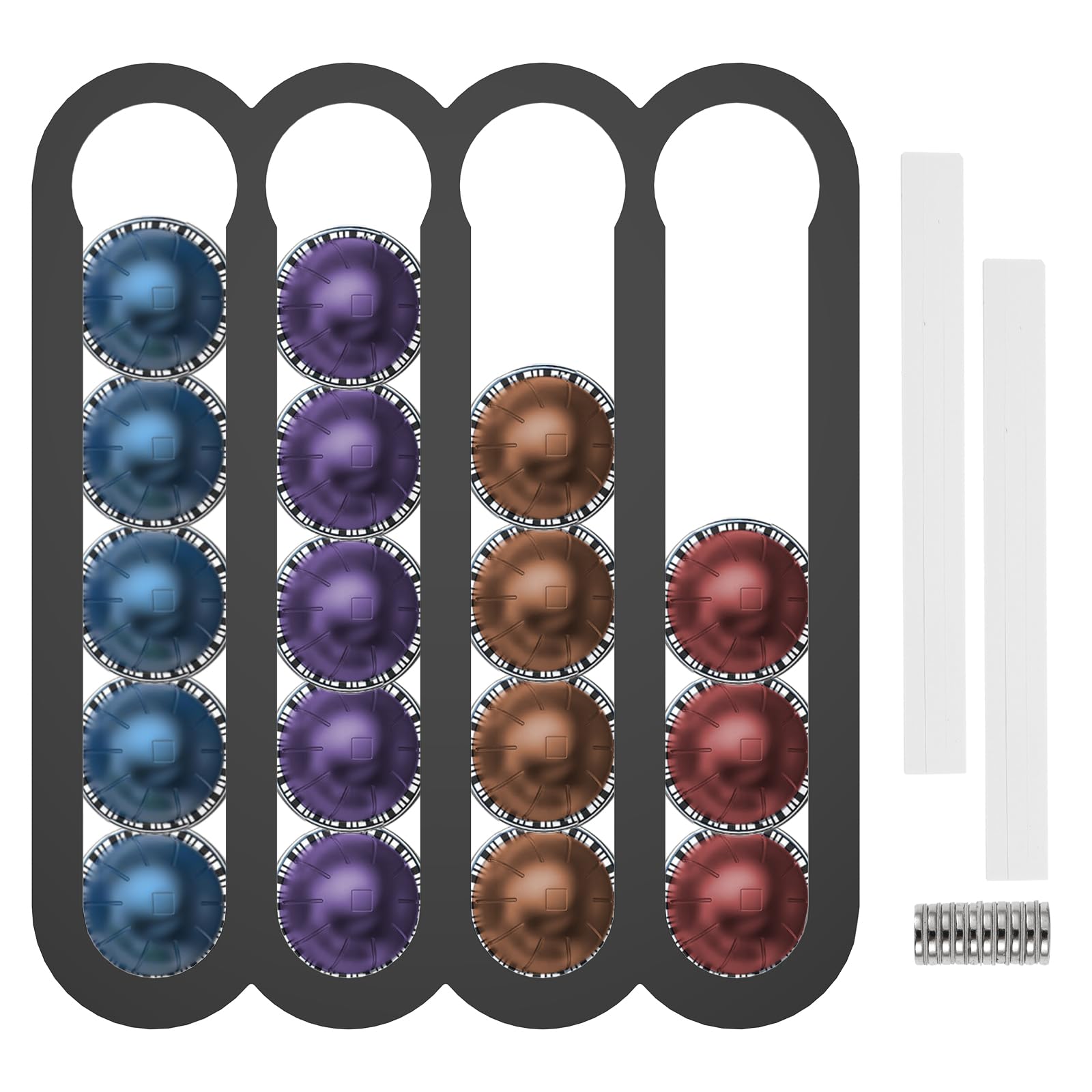 Qinglang Black Magnetic Coffee Pod Holder Adhesive Installation Space Saving Fridge Coffee Capsule Organizer Capsule Storage Rack Vertuoline Stand Rack Holds Easy Access For Home Kitchen(Black)