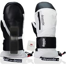 devembr Ski Mittens with Wrist Guards, Snowboarding Mittens Touchscreen, Snow Mittens Waterproof
