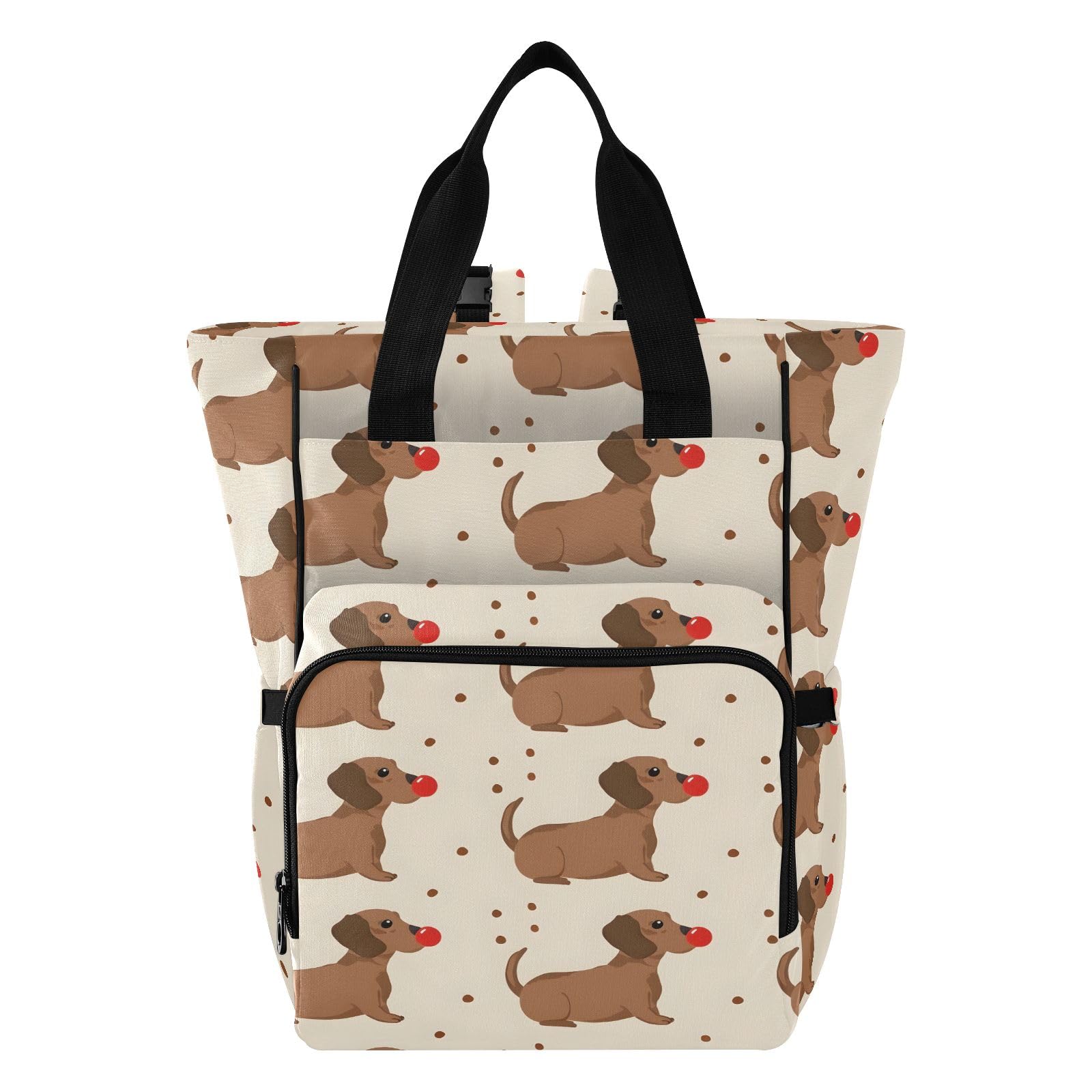Mnsruu Borsa per pannolini per bambini bassotto zaino grande borsa impermeabile da viaggio borse per pannolini per mamme e papà
