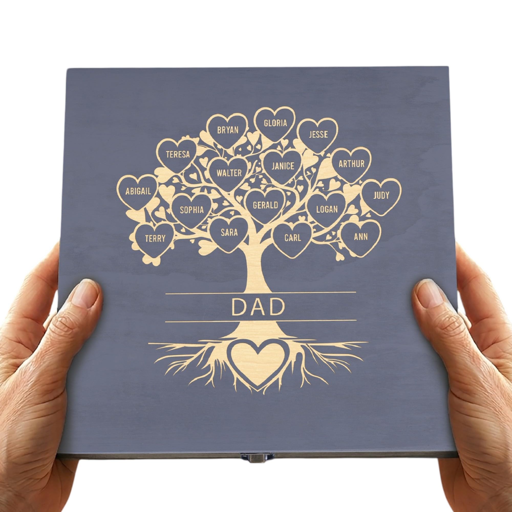 Gifts for Grandpa or Dad, Personalized Family Tree Memory Box, Father's Day