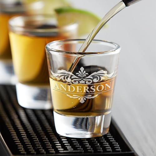 Miniatura 4 de Vasos de chupito personalizados elaborados con nombre de círculo de 2 onzas, parte inferior negra con texto personalizado para regalos, bodas,