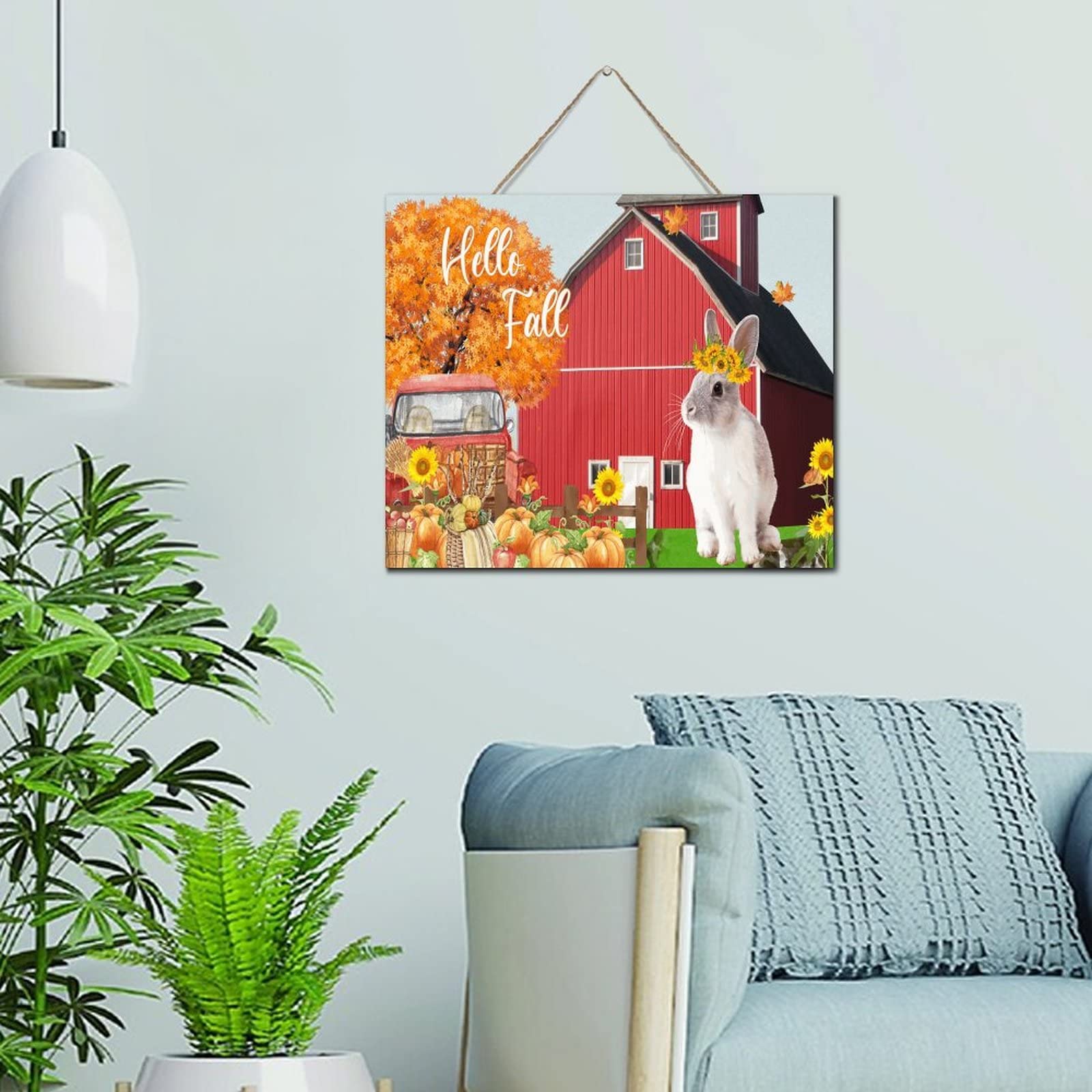 Décoration murale en bois Hello Fall style vintage unique