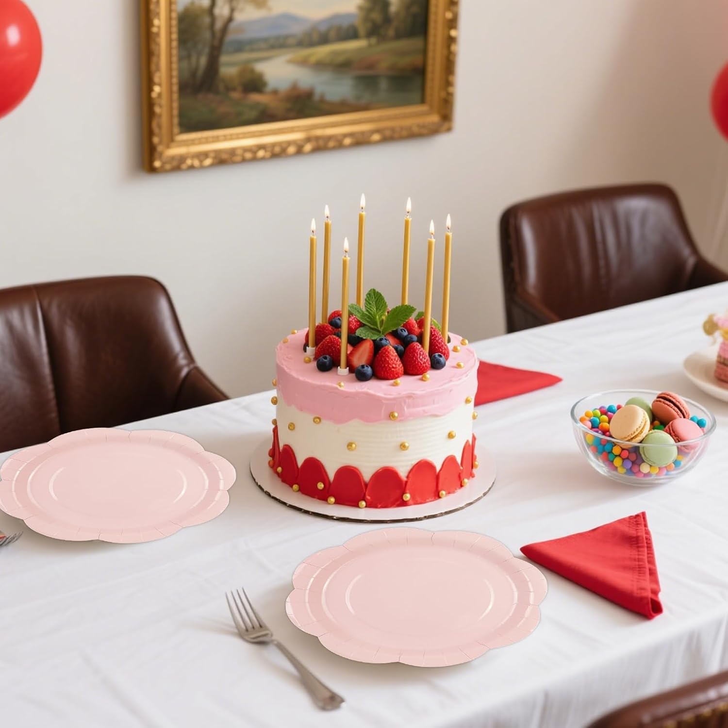 50 Pack Pink Paper Plates 7 Inch, Disposable Scalloped Plates Cake Dessert Plate for Dinner Baby Shower Wedding Bridal Shower Birthday Party Supplies (Pink, 7 inch) - Image 6