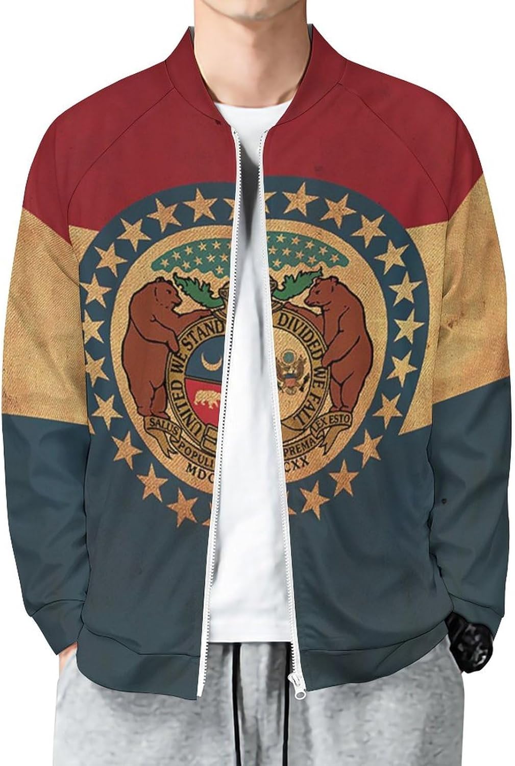 Zakqeik Thailand Flag Men's Zip-Up Coat Shirt Fall Jacket Oversized Sweatshirts with Pocket