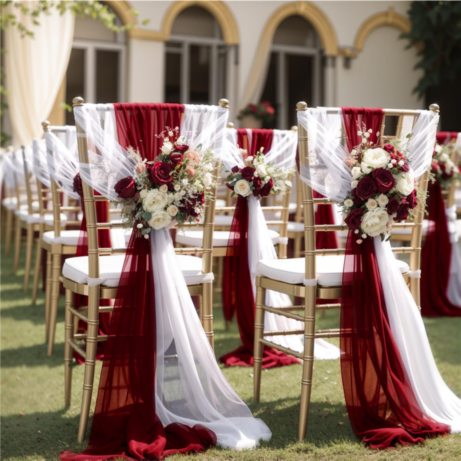 2 Stück Tüll Stuhlschleifen Schleifenband Chiffon Stoff Stuhllehne, 20×250cm Stuhlhussen Dekoband Weisser Tüll Deko Schleife Stuhl für Hochzeit, Kindergarten (10 Set,chihe)