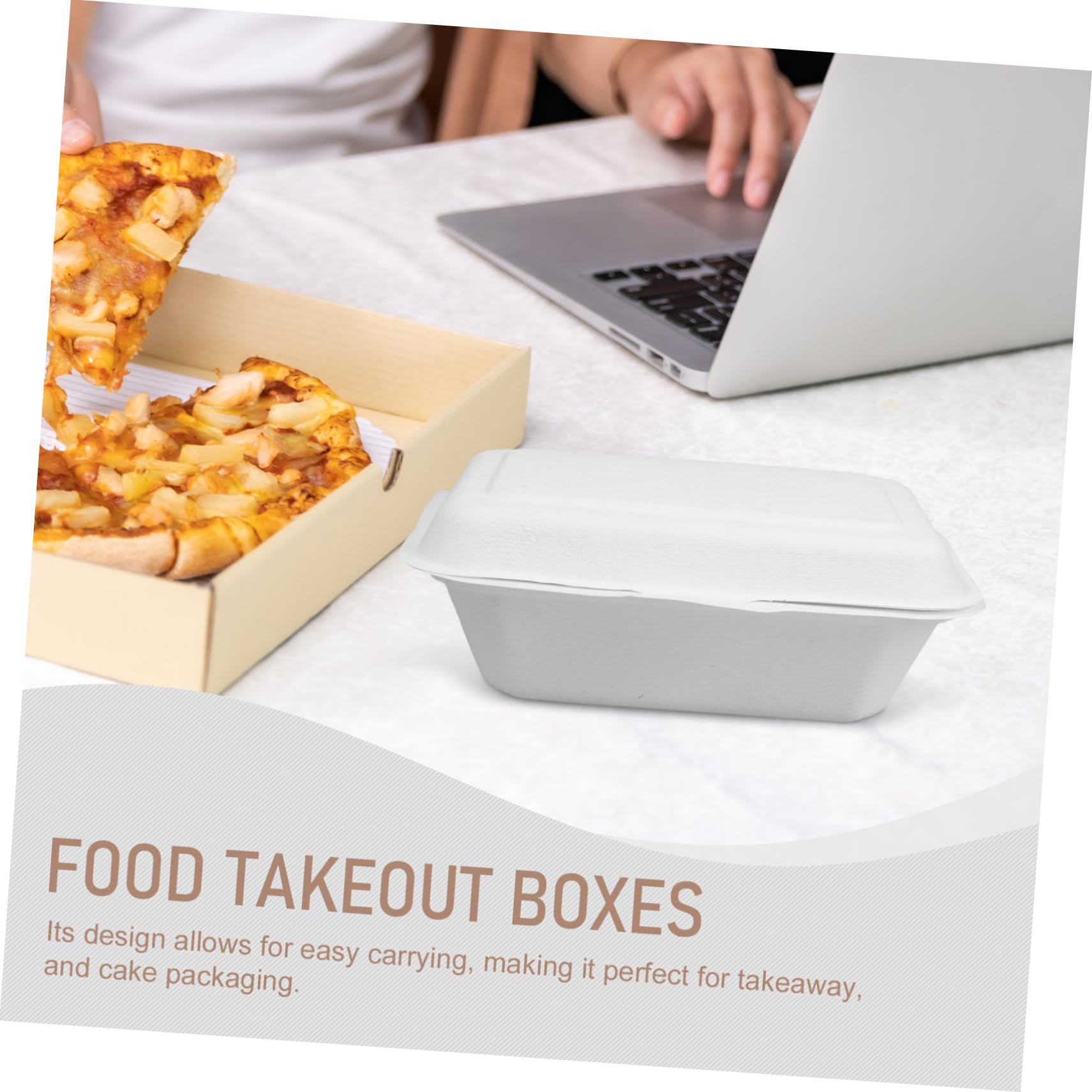 Garneck Contenitori Alimentari Usa e Getta Biodegradabili in Carta Bianca da 600ml, Scatole Take Away Multiuso per Dolci e Cibo, Confezione da 50 Pezzi