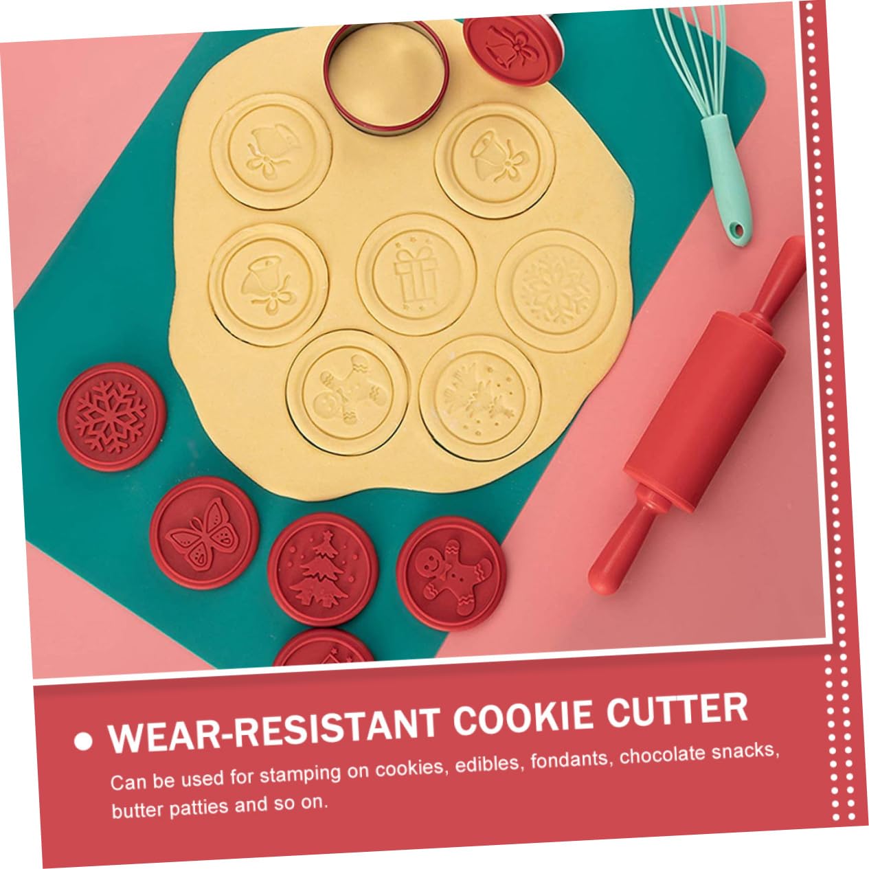 Alipis 5 Set timbro biscotto timbro per biscotti resistente all'usura de para gelatinas biscotti natale natalizi per cioccolato in silicone fornitura di pp rosso