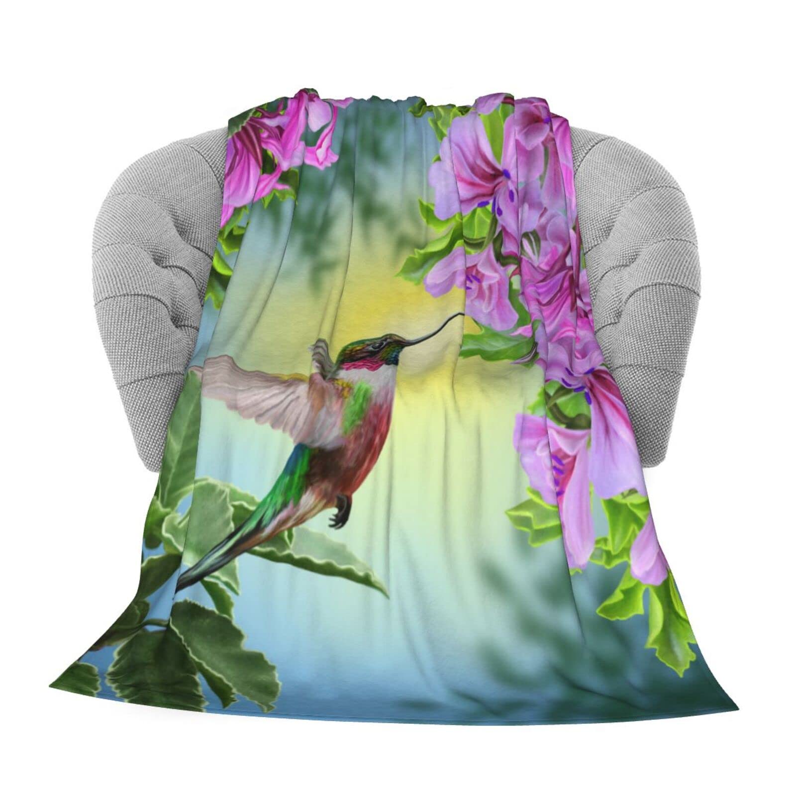 Coperta In Pile Con Stampa Colibrì – 127 X 152 Cm – Morbida E Leggera Per Divano, Letto, Viaggi – Tutte Le Stagioni