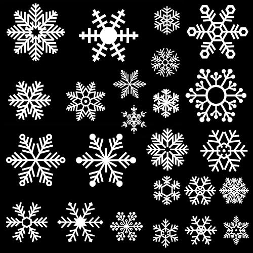Miniatura 6 de Decora - 48 calcomanías de ventana de copo de nieve de Navidad para vidrio, calcomanías de ventana para decoración de interiores, oficina,