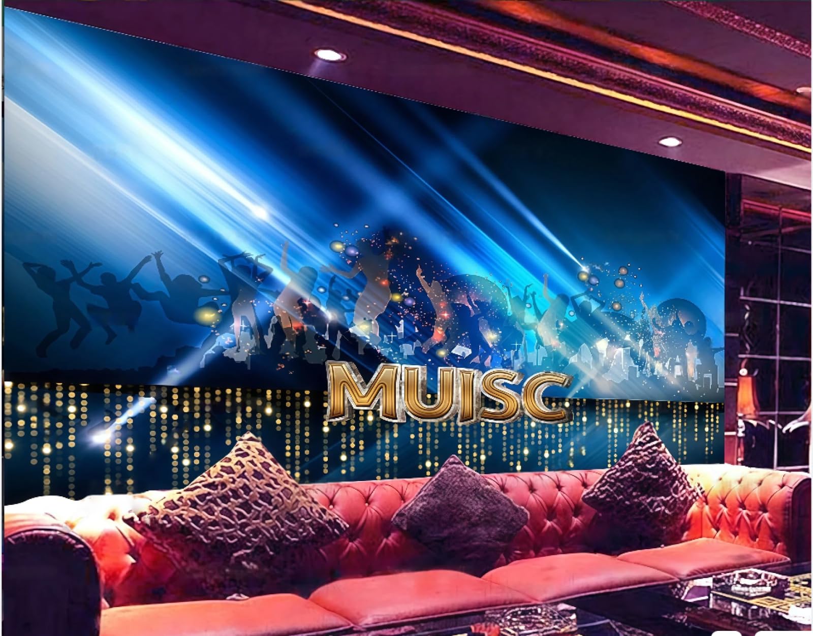 Rskjdghshd 3D Wallpaper Fashion Blue Cool Streamer Music Dancing Theme Bar Western Restaurant Background Wall Mural Afternoon Tea Coffee Shop Wallpaper,,250X175cm