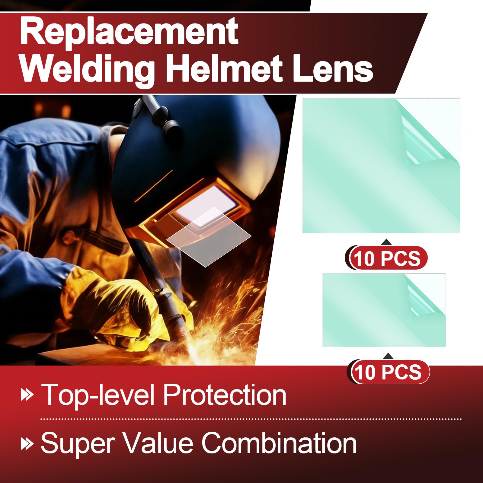 20 lentes de casco de soldadura 41589 compatibles con Jackson Safety Insight, repuesto de lente transparente interior y exterior