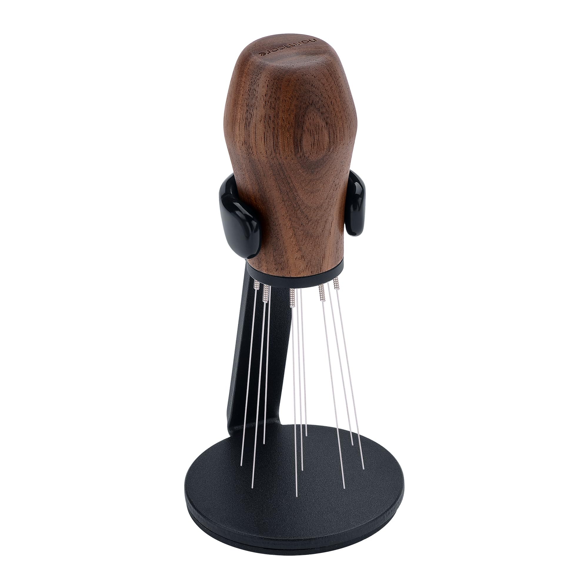 Normcore WDT Outil de distribution avec support V3, technique de distribution Weiss, agitateur à expresso à aiguilles 9 broches, manche en bois de noyer américain