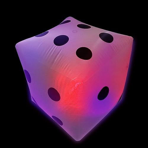 Miniatura 2 de Glow Fever Paquete de 2 dados inflables gigantes iluminados de 24 pulgadas que brillan en la oscuridad para juegos amplios en interiores y