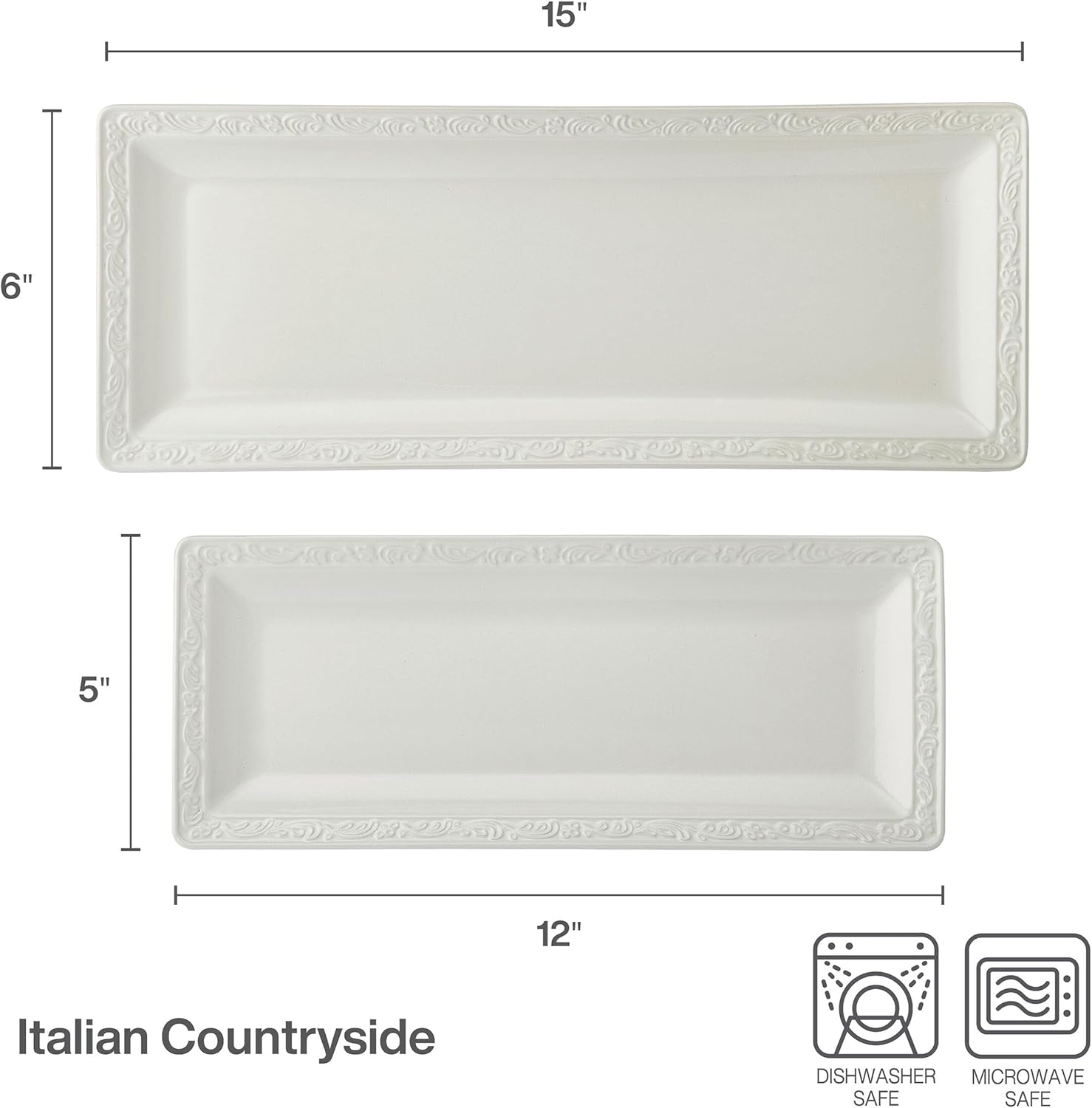 Mikasa Italian Countryside Serving Platter Bread Trays, Set of 2, 12 Inch and 15 Inch