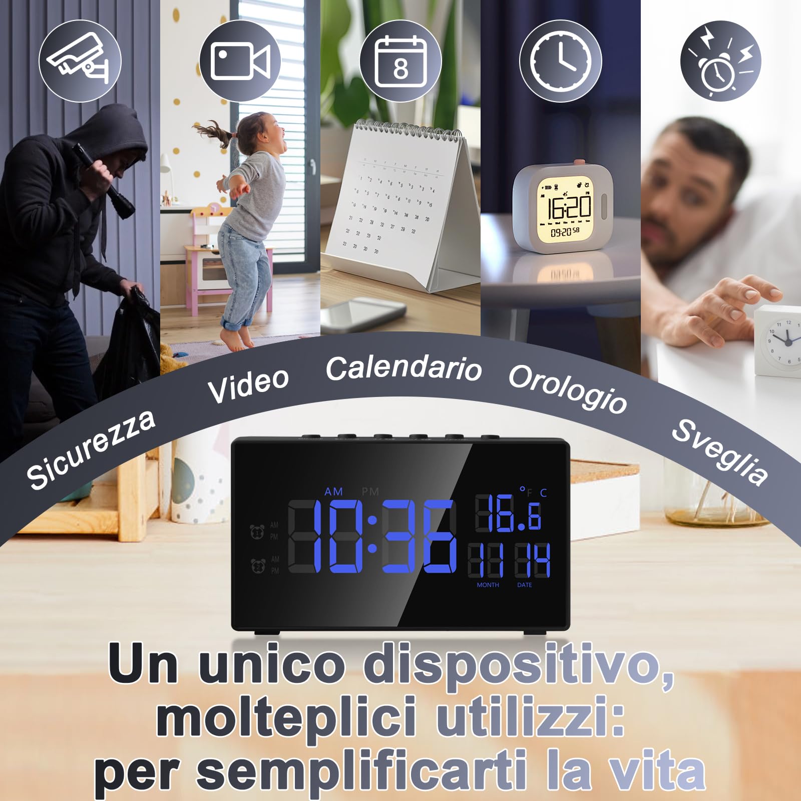CYI Telecamera Nascosta Orologio, Microcamera Spia WiFi Invisibile 5G, Mini Videocamera Spia Portatile HD1080P con Visione Notturna Rilevamento del Movimento Per uso interno in casa, ufficio, ecc.