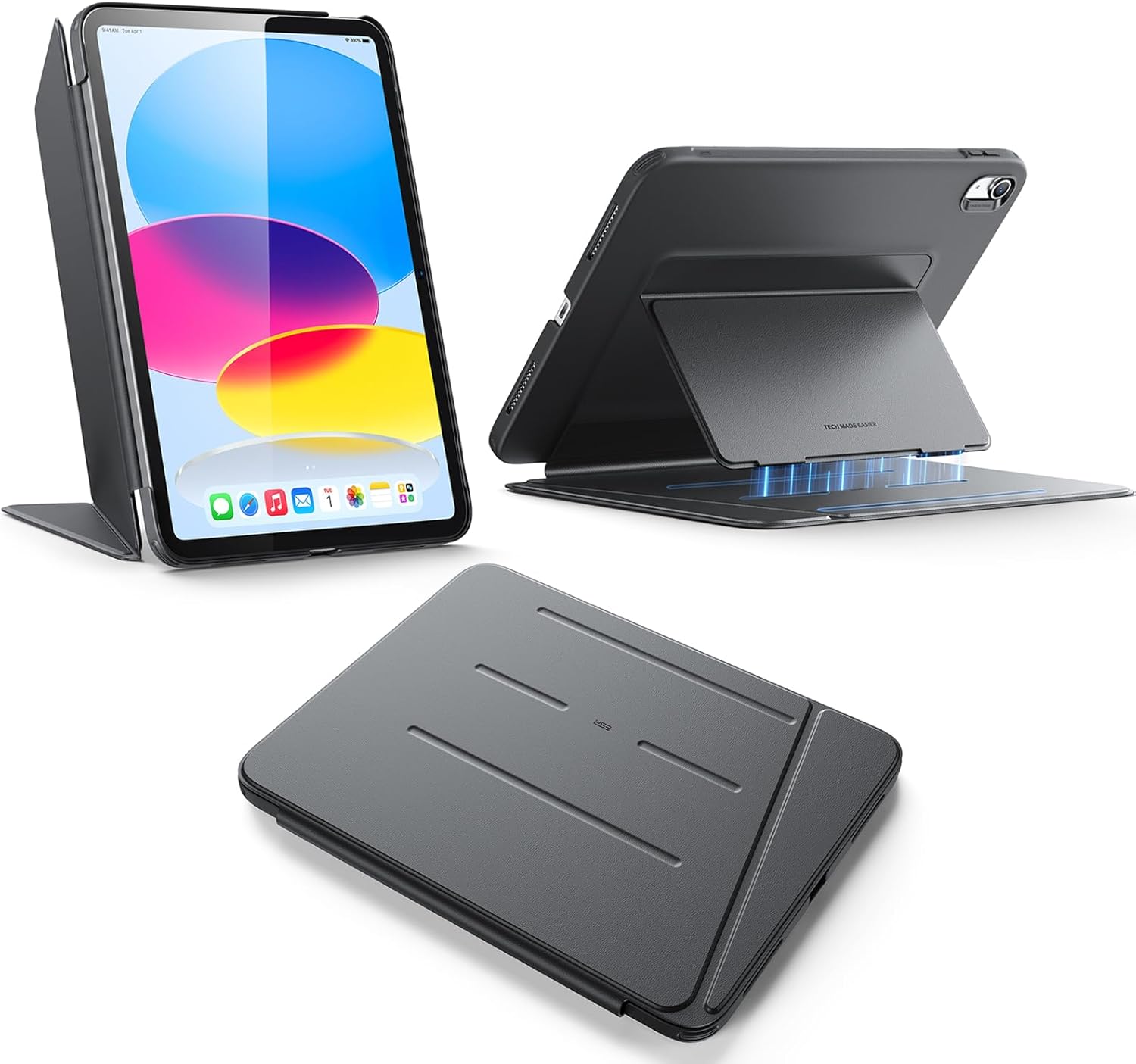 ESR for iPad A16 Case, iPad 11th/10th Generation Case (2025/2022), Vertical Stand Cover, Multi Stand Angles, Ultra-Stable Cover, Flip Series, Black