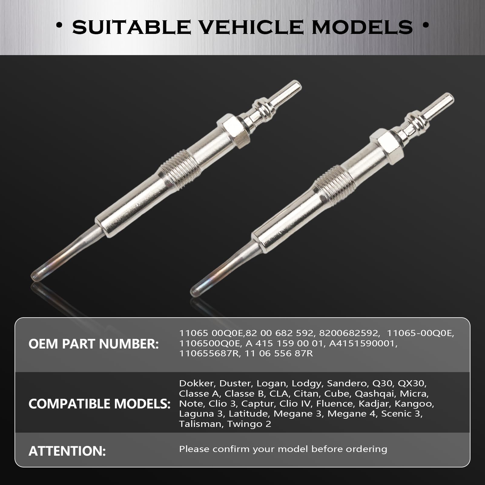 4x Candelette Clio 3/4 Megane 3/4 Scenic CLA A-Class W176 B-Class W246 Dokker NV200 Qashqai Juke 1.5 dci 8200682592 A4151590001 1106500Q0E