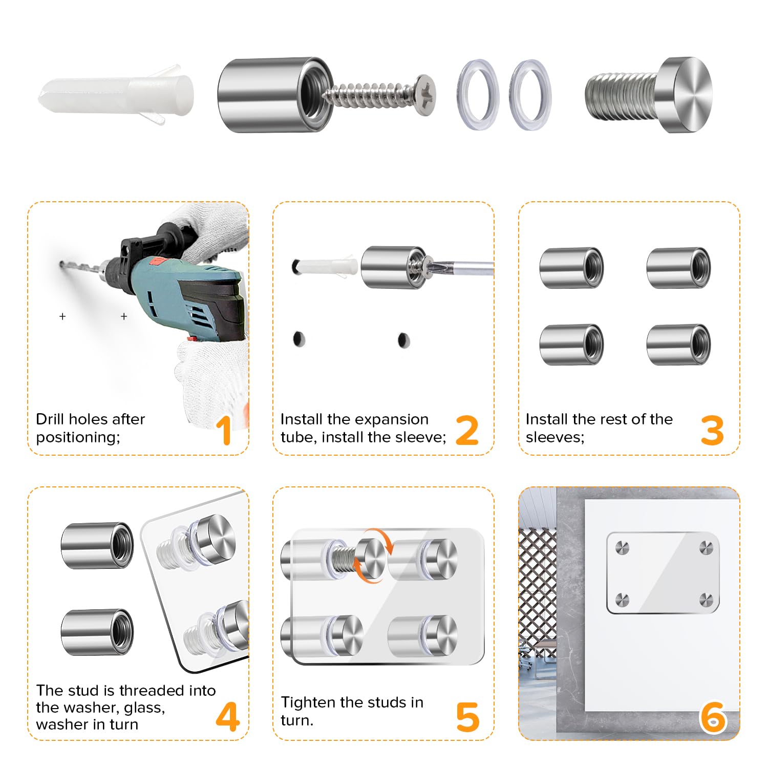 Lyeteung 8 PCS 19×30 mm Standoff Fixings, Stainless Steel Advertising Screw, Sign Standoff Screws - Image 4