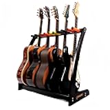 Miwayer Guitar Stand for Multiple Guitars(5 Guitar, 9 Electric or Bass), Guitar Stands Wooden for Acoustic, Electric, Bass Guitars and Cases, Floor Bamboo Guitar Rack Display (Ebony Color(9 holder))