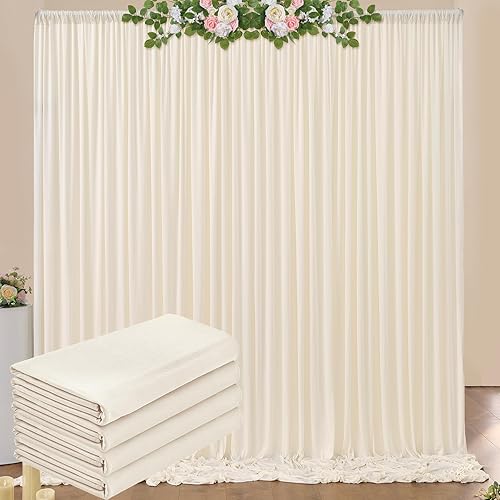 Cortinas de fondo marfil de 10 x 20 pies, sin arrugas, cortinas de fondo de poliéster marfil, decoraciones de fondo para fiesta