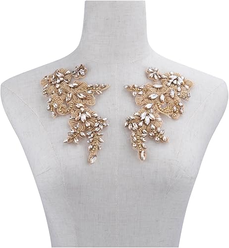 Miniatura 9 de Apliques de diamantes de imitación hechos a mano para coser en parche de encaje de flores de cristal, accesorios de pares multicolor para bricolaje,