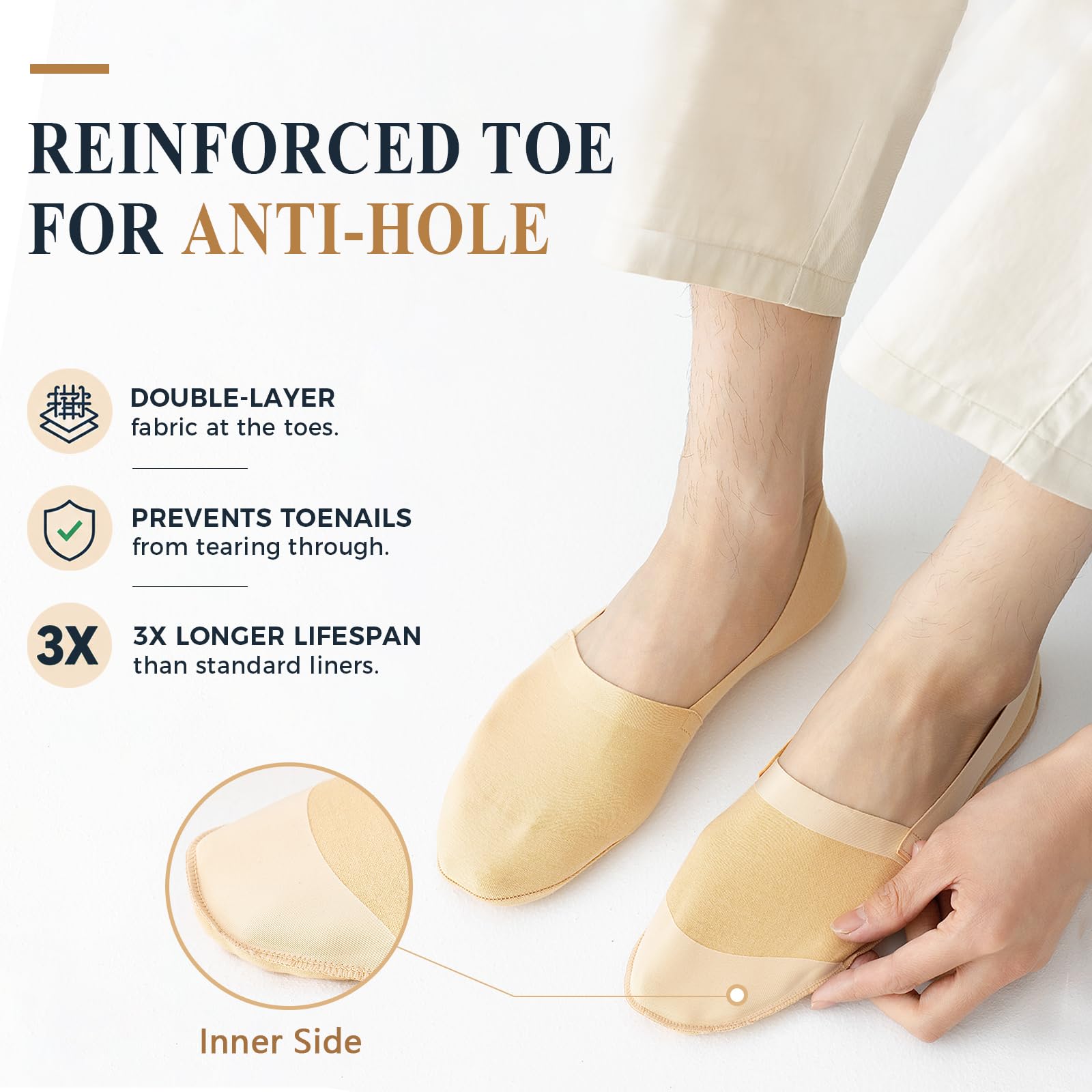 Caudblor 6 Pares Calcetines Invisibles Hombre Mujer Pack de Algodón Peinado con Puntera Reforzada Calcetines Cortos Antideslizantes para Zapatillas Mocasines 37-39 40-42