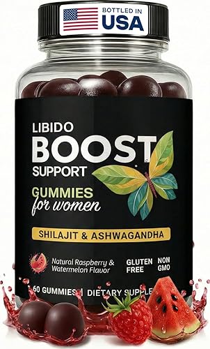 Gomitas potenciadoras de libido femenina para mujeres, reductor de cortisol y suplemento para aliviar el estrés con shilajit y ashwagandha para el