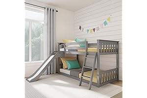 Max & Lily Twin over Twin Low Bunk Bed with Slide