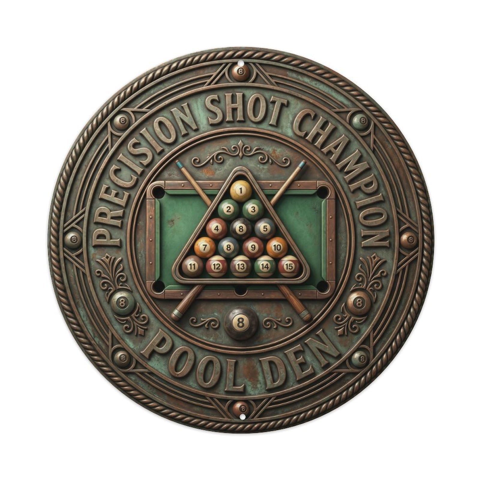 Cwbufd Vintage Style Precision Shot Champion Pool Den Vintage Metal Tin Sign Plaque Wall Decor For Cafe, Club Bar, Office, Garden Metal Poster 8X8inch