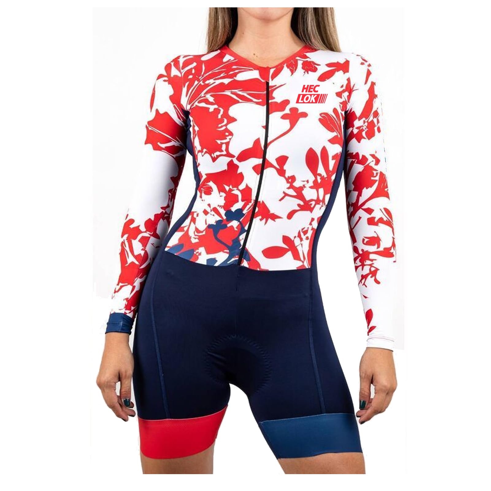 Combinaison Cyclisme Femme Manches Longues Respirant - Triathlon Combiné Vélo Course à Pied pour Route, Une Pièce Intégral | Cuir Professionnel | Tissu Élastique Séchage Rapide | UPF 50+
