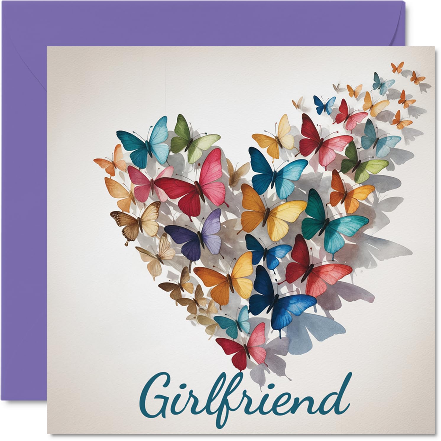 Girlfriend Birthday Card, Elegant Butterfly Heart