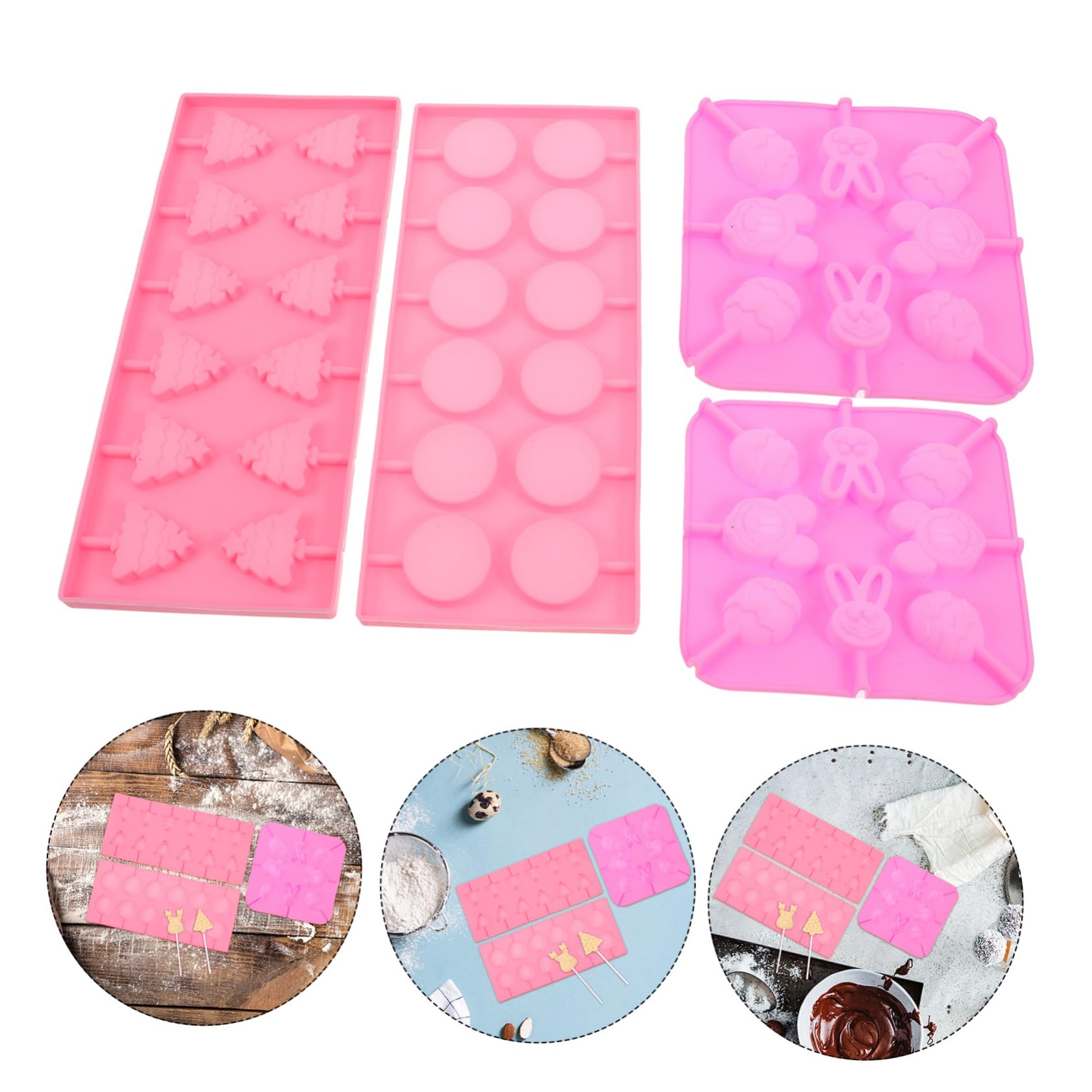 Moule à Sucettes de Noël en Silicone 1 Set, 7 Pièces
