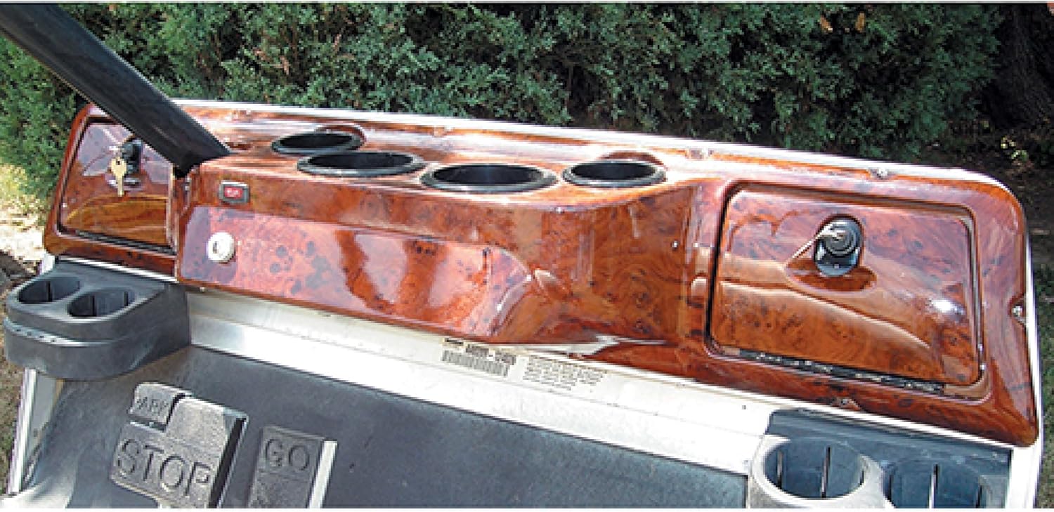 Red Hawk DASH-0004A Dash Compatible with/Replacement for Club Car DS Dark Woodgrain 4 Cup, Includes Mounting Hardware, Keys for Locked Compartments, for Club Car DS from RHOX